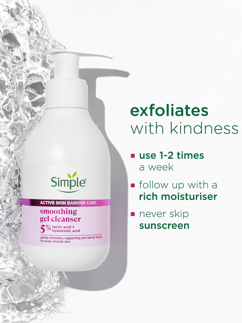 Simple Active Skin Barrier Care Smoothing Gel Cleanser with Lactic Acid- 150ml